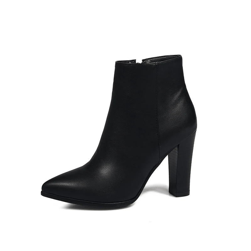 WETKISS/зимние женские ботильоны на высоком каблуке с острым носком из