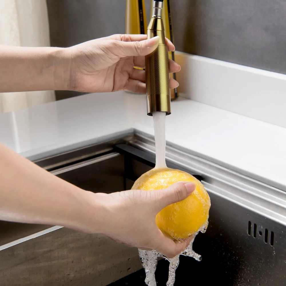 Матовый Золотой смеситель для кухни высшего качества из нержавеющей стали