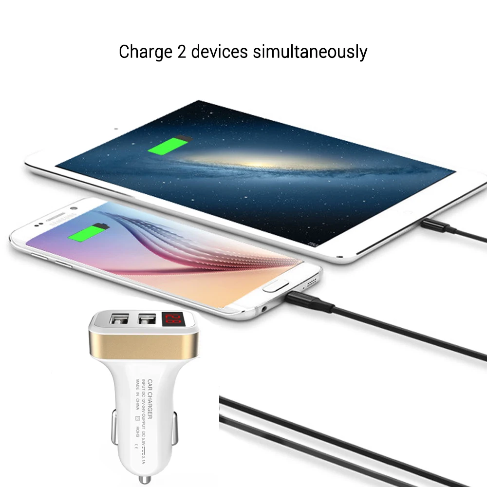 Универсальное автомобильное зарядное устройство 2USB Быстрая зарядка 2.4A Max автомобильное зарядное устройство для Iphone samsung Xiaomi автомобильное зарядное устройство для мобильного телефона s