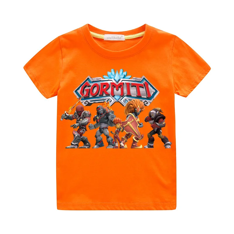 Orange T-shirts Летние футболки Gormiti для мальчиков повседневные белые футболки для девочек, топ, костюм детские футболки с героями мультфильмов детские футболки г. ZA003 - Цвет: Orange T-shirts