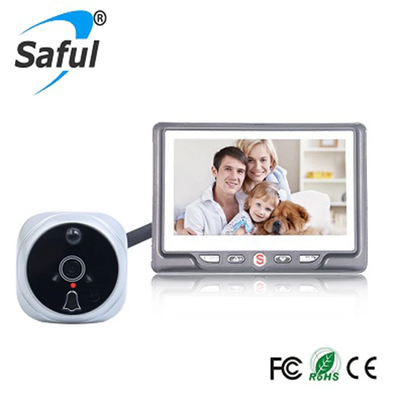 

Saful 4.3" LCD Screen Door Camera Motion Detect Phone Recording Digital Peephole Viewer 4 Ringtones Video Recording Doorbell