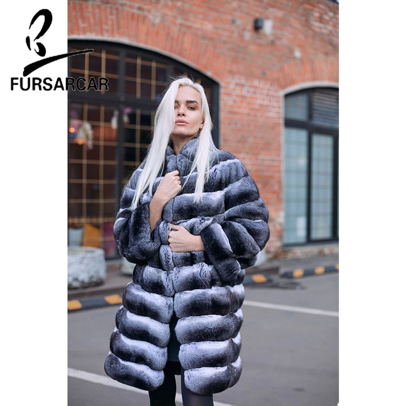 Классическое женское зимнее пальто FURSARCAR из кроличьего меха Новое поступление
