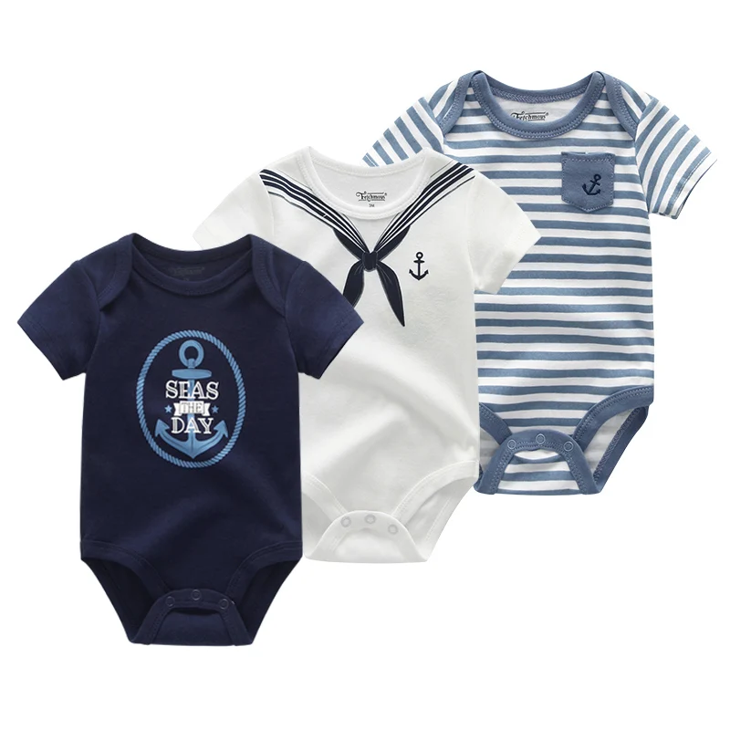 3 шт./лот летние детские комбинезоны с коротким рукавом из 100% хлопка комбинезон