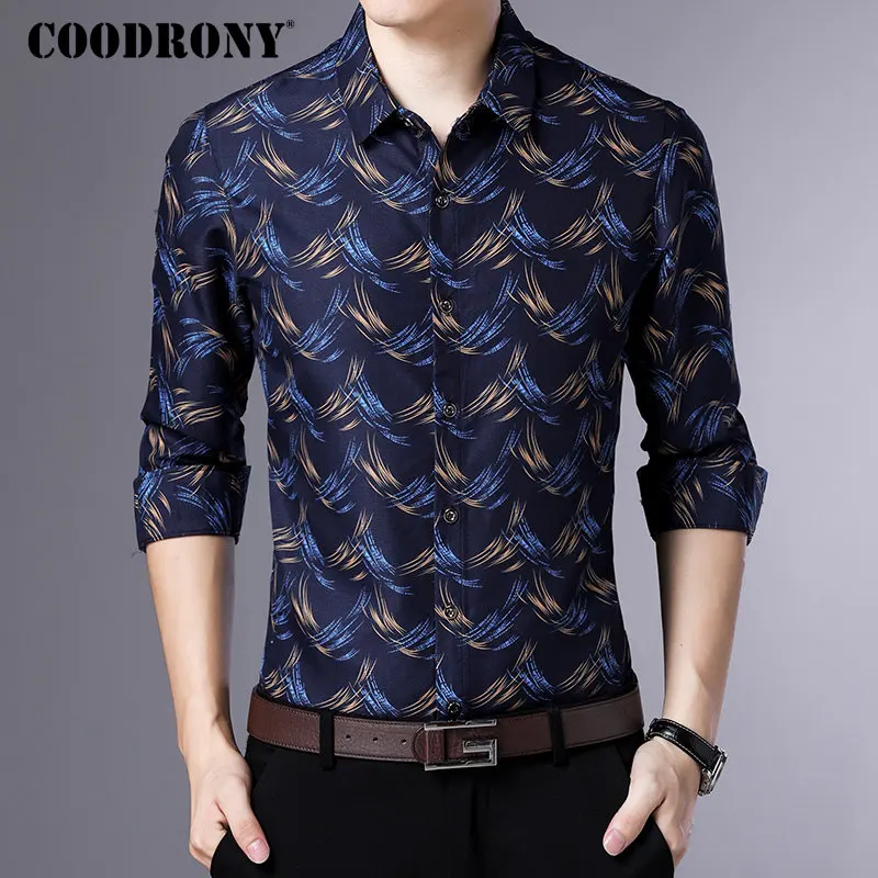 COODRONY рубашка с длинным рукавом мужская одежда осень новое поступление Camisa Masculina приталенные деловые повседневные рубашки мужская одежда 8736 - Цвет: Цвет: желтый
