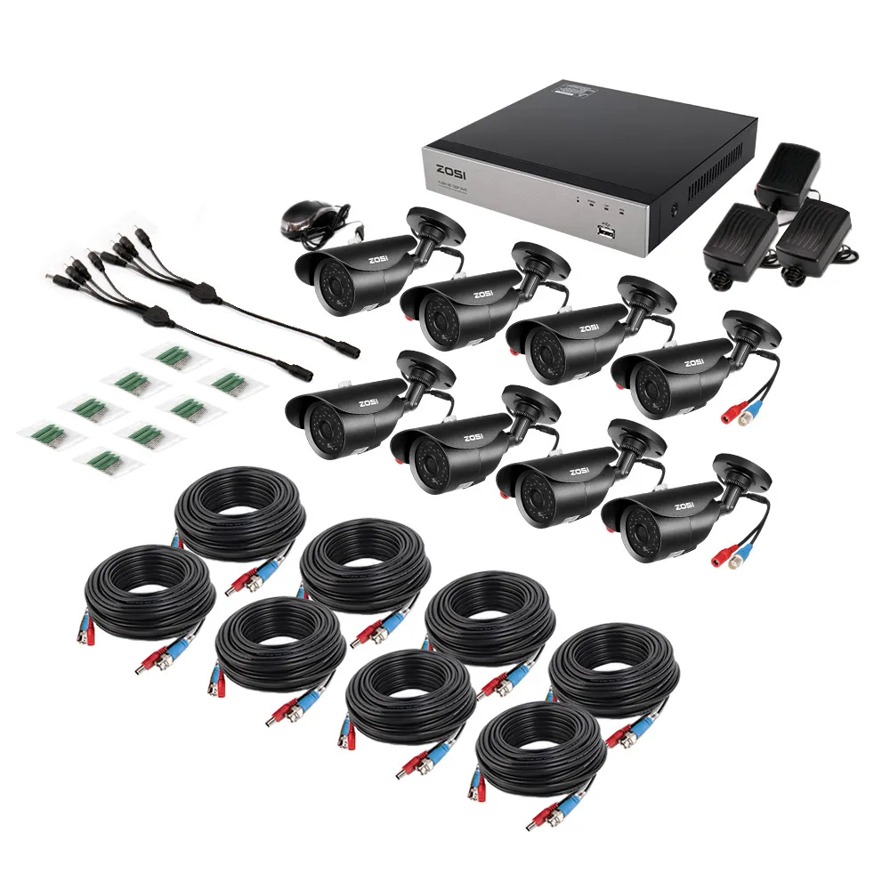 ZOSI HD-TVI 8CH 1080P DVR комплект 2.0MP камеры безопасности Система 8*1080P День ночного видения CCTV Домашняя безопасность с 2 ТБ HDD