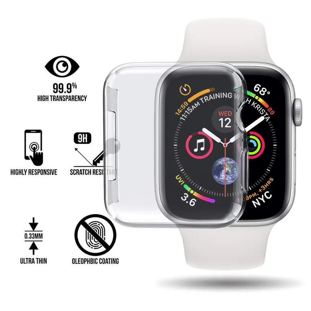 44 мм силиконовый мягкий чехол для apple watch 40 серия 4 прозрачные защитные чехлы из