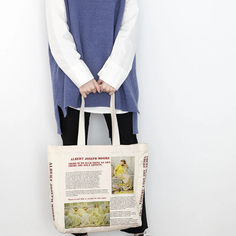 Женская Холщовая Сумка через плечо сумки для покупок с принтом букв студентов из