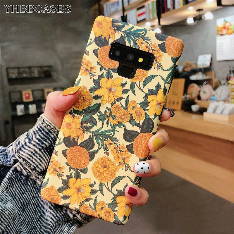 YHBBCASES для Samsung Galaxy S10 мягкий чехол в стиле ретро с желтыми цветами Note 10 8 9 S8 S9 Plus