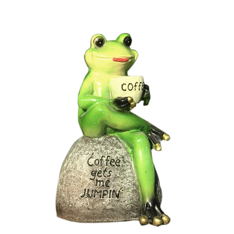 

Europe Frogs Drink Coffee miniature figurines Resin animal Crafts miniature garden decoration Wedding gift home outdoors decorat