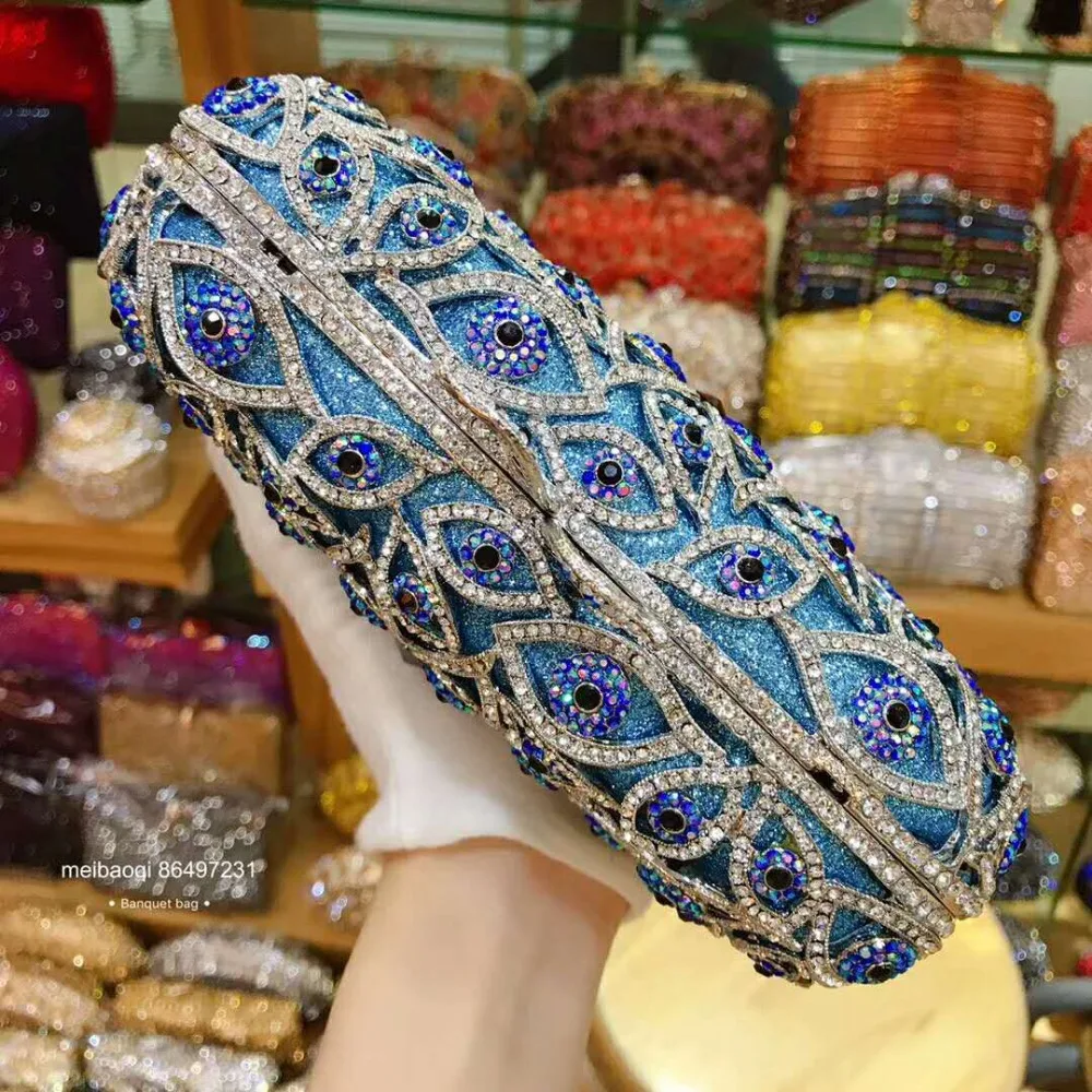 Женский кошелек XIYUAN блестящий золотой клатч со стразами прозрачная синяя