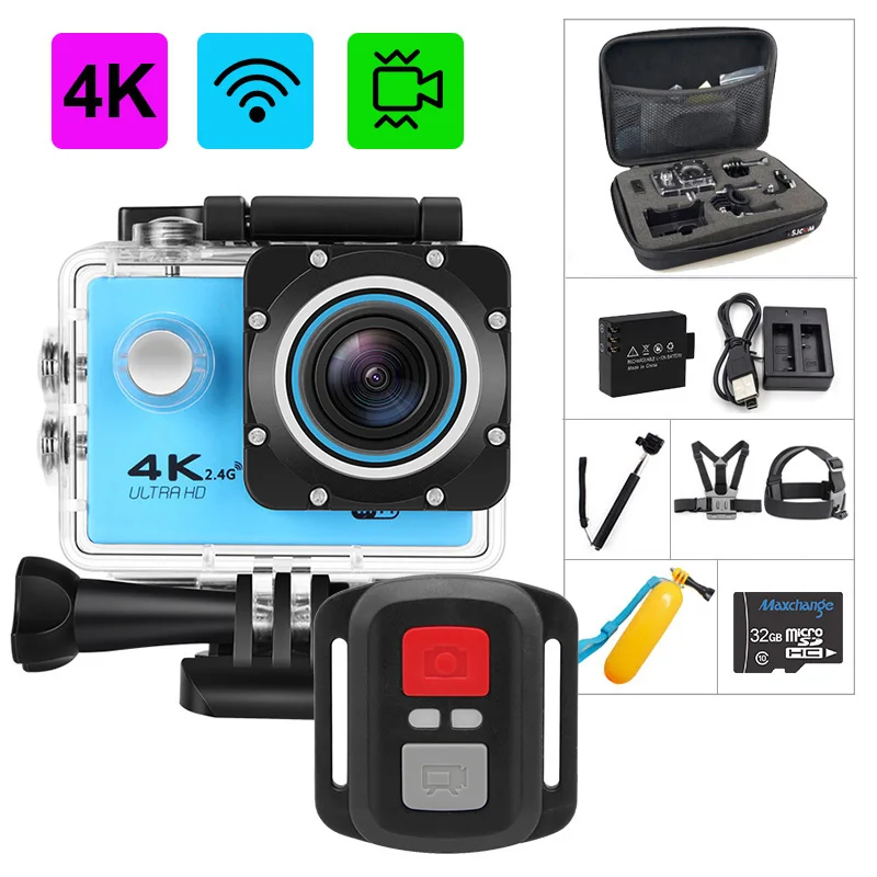 Оригинальная Экшн-камера 4K 30fps 1080P 60fps Full HD Allwinner wifi 2," экран мини шлем Водонепроницаемая Спортивная DV камера