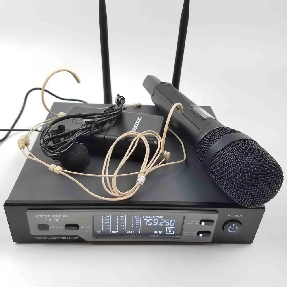 full set2 Leicozic SKM U9100 Профессиональный цифровой микрофон беспроводной истинный разнесенный микрофон для масштабной производительности skm микрофон - Цвет: full set2