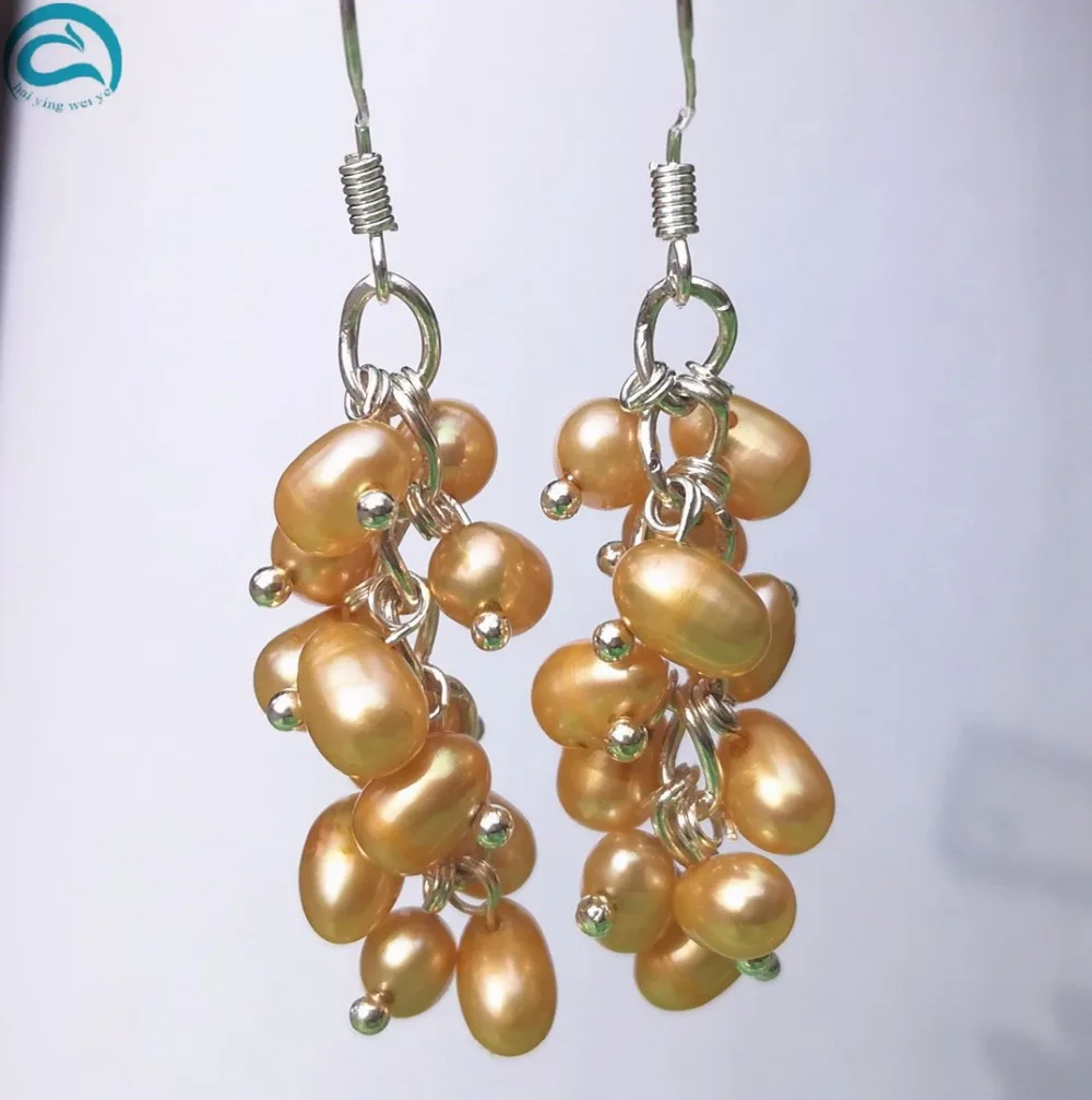 Свадебные серьги Идеальный 100% натуральный жемчуг Стерлинговое Серебро 925 пробы