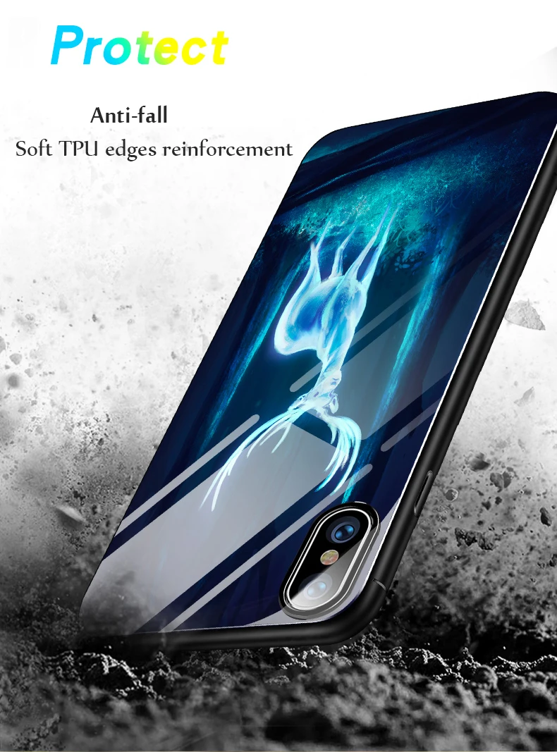 Светящийся чехол для телефона для iPhone XR XS Max X 8 7 6S 6 Plus 5 5S SE, чехол из закаленного стекла с узором в виде ночной моды, Задняя накладка чехла из ТПУ