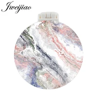 jweijiao marble veined marble photo pocket mirror with massage comb folding portable make up double functional beauty tools