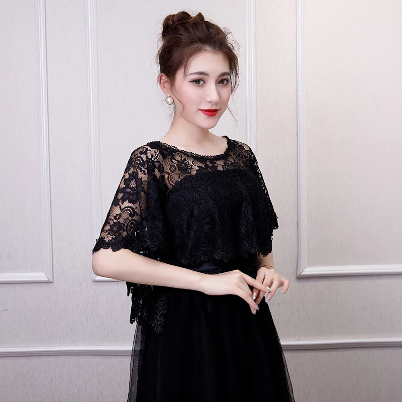 Hot Sale Lace Wedding Wrap Jacket Women Shrug Shawl Stole Bridal Boleros Cape Capelet Cover Up For Wedding Evening Party Dress