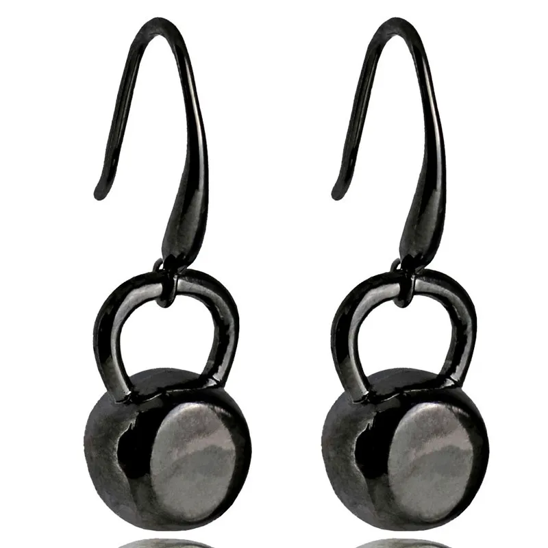 Фитнес вдохновляющий гири серьги для женщин нержавеющая сталь черный/Золотой