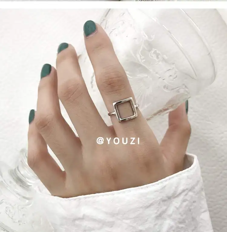 Женские Кольца Bijoux, новинка 925, квадратные серебряные кольца для женщин, подарки, винтажные кольца большого размера, регулируемые, роскошные ювелирные изделия из стерлингового серебра