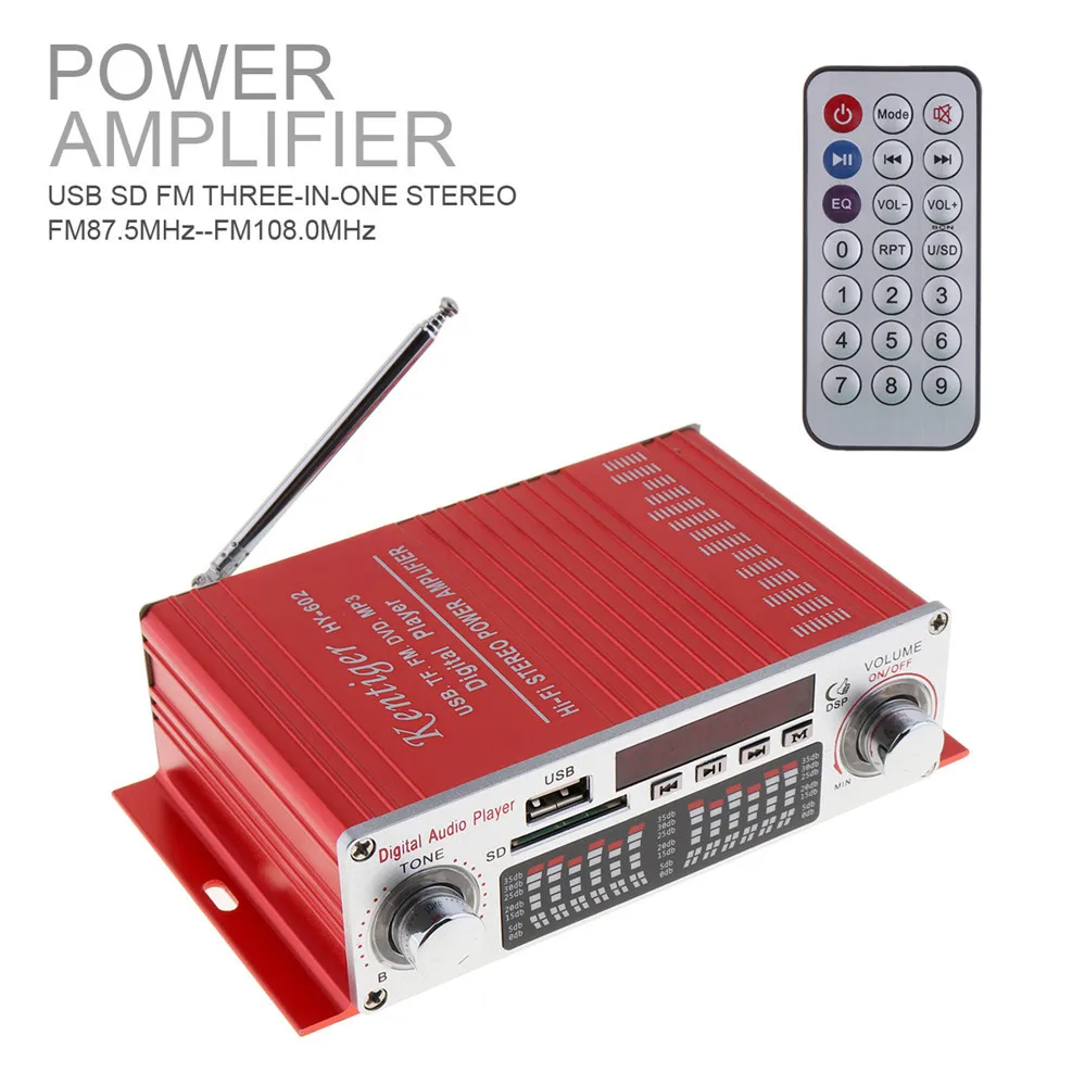Universal HI-FI Digital Audio Player Car Amplifier FM Radio Stereo Player Support SD / USB / DVD / MP3 Input with Remote Control