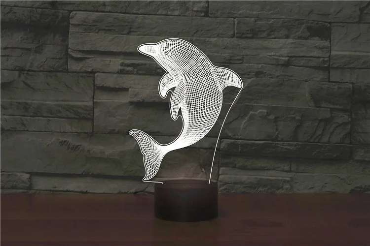 3D лампа ночник семь цветов Животные Многоцветный RGB лампа Рождественский Декор Детские Подарочные игрушки сенсорный пульт дистанционного управления настольная лампа - Испускаемый цвет: dolphin