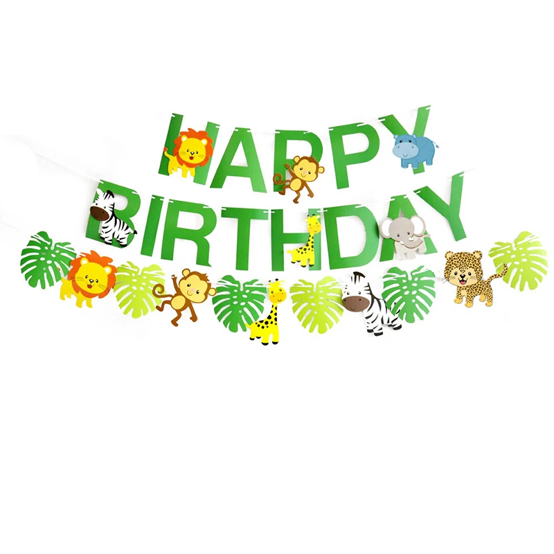 5 стилей мультфильм животных зеленый лес потянув флаг джунгли животное Баннер