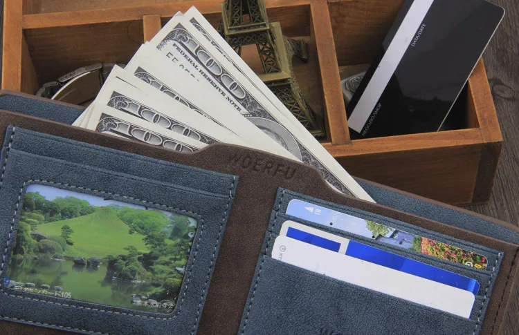 

High quality vintage men's retro matte PU leather Wallets brand men Wholesale short pouch card holders purse pocket (no zipper