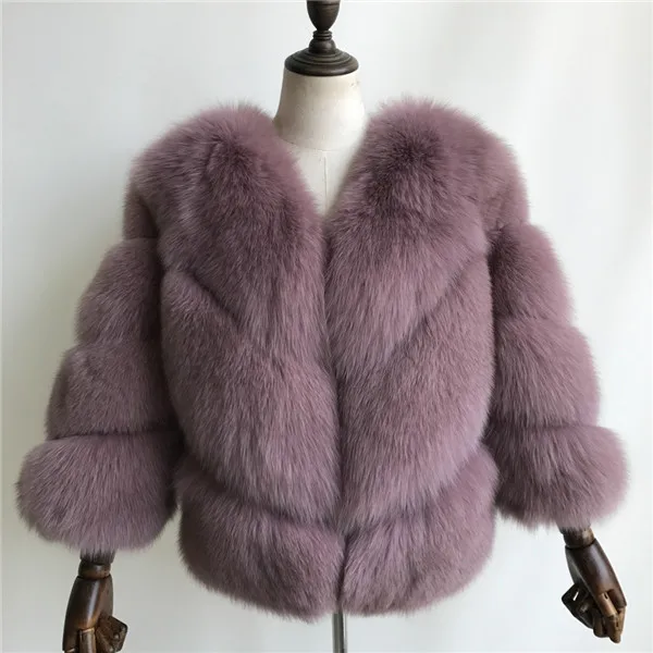 Light cameo brown Пальто из натурального Лисьего меха женская зимняя куртка женская шуба из натурального Лисьего меха для женщин короткая Новая модная теплая куртка из натурального Лисьего меха - Цвет: Light cameo brown
