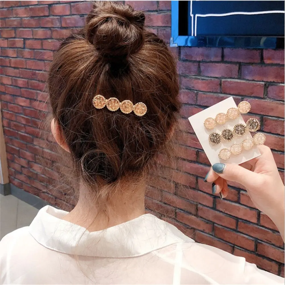 

1 шт. модные корейские заколки Стразы с кристаллами женские заколки для волос геометрические круглые заколки для волос женские заколки аксе...