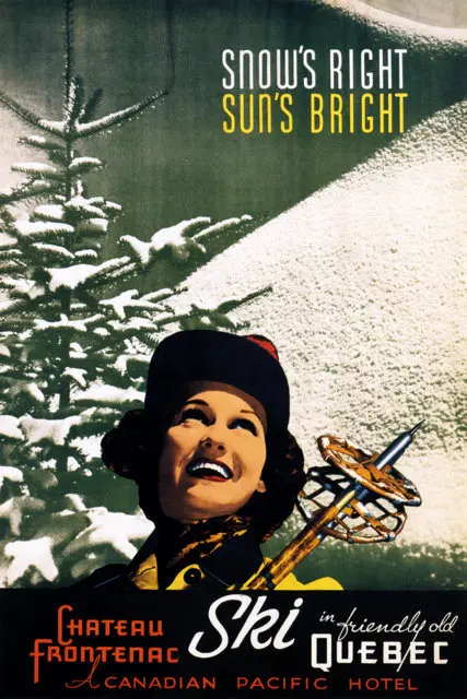 Винтажный постер для катания на лыжах спорта путешествий классические картины