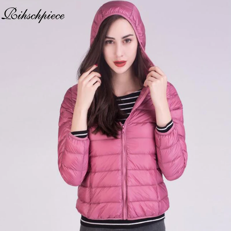 

Rihschpiece 2018 Winter Plus Size 3XL Ultra Light Jacket Women Hoodie Parka Coat Padded Jackets Casual Clothes RZF1331