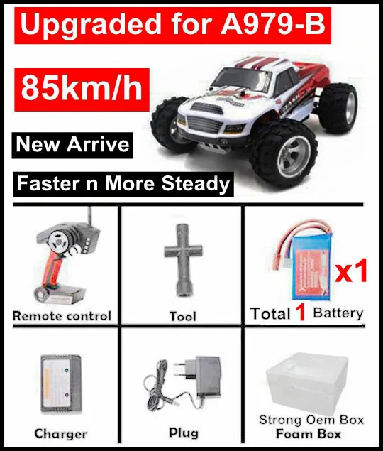 Wltoys A959 A959-B A979-B 50 км/ч 70 км/ч 85 км/ч 2,4 г 4CH высокоскоростной пульт дистанционного управления RC скоростной гоночный автомобиль ударопрочный внедорожный - Цвет: 85kmh A979-B  1 b