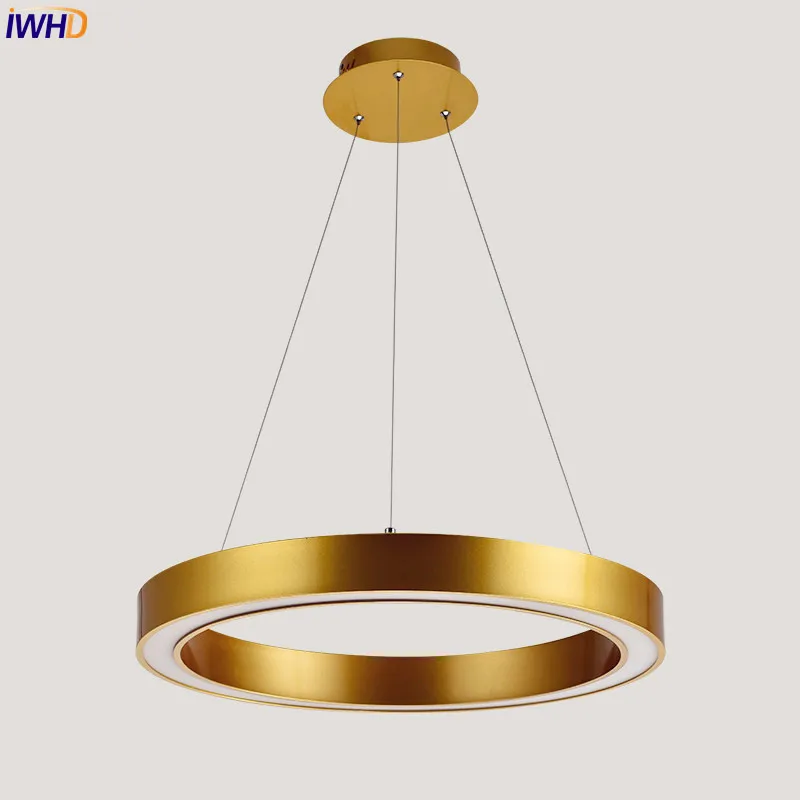 IWHD скандинавские круглые светодиодные подвесные светильники для столовой
