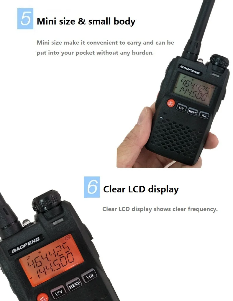 2 шт. BAOFENG UV-3R мини рация UHF VHF мобильное радио CB двухстороннее UV 3R мобильный HF трансивер Ham Радио Talki Walki UV3R