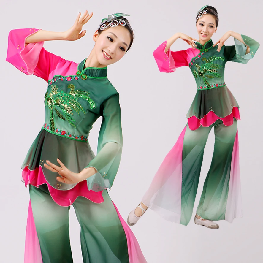 

Younger dance Suit costume China national female traditional dance group stage performance Fan dance drum square clothes
