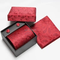 hooyi 2019 neck tie set for man cufflinks handkerchiefs gift box