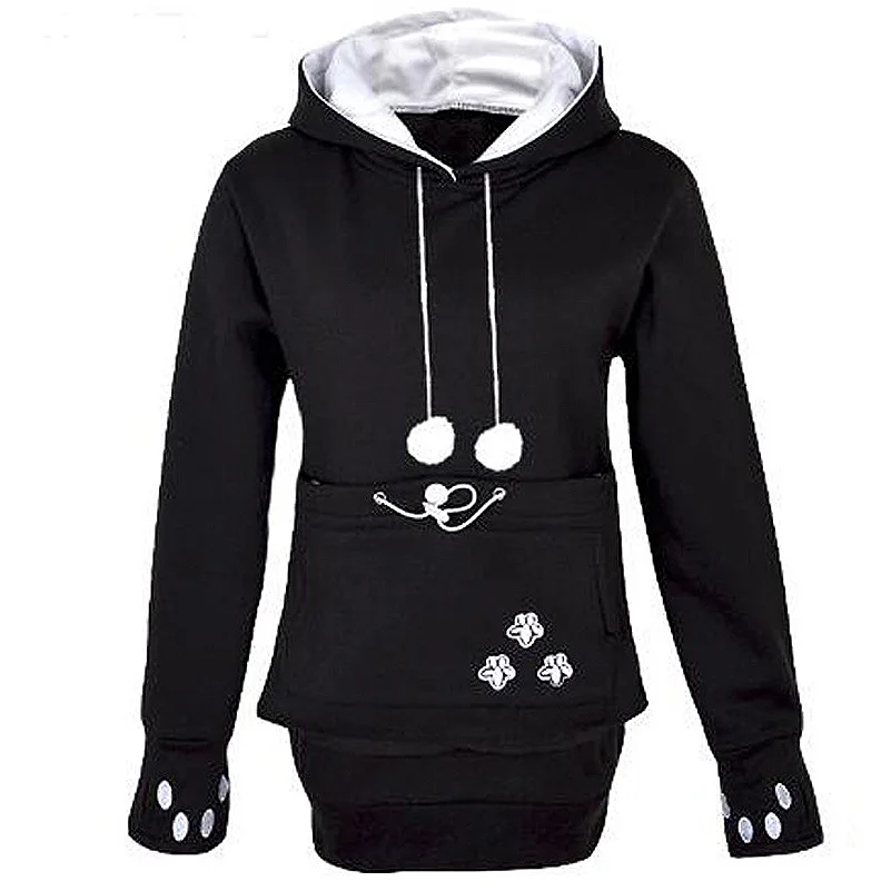 Saimishi Cat Lovers толстовки с капюшоном с мешочком для собак, толстовки для домашних животных, повседневные пуловеры-кенгуру, женские топы с вышивкой