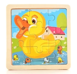 duck Детская игрушка деревянная головоломка маленький размер 11*11 см деревянная 3D головоломка для детей Детские Мультяшные животные/дорожные Пазлы обучающая игрушка - Цвет: duck
