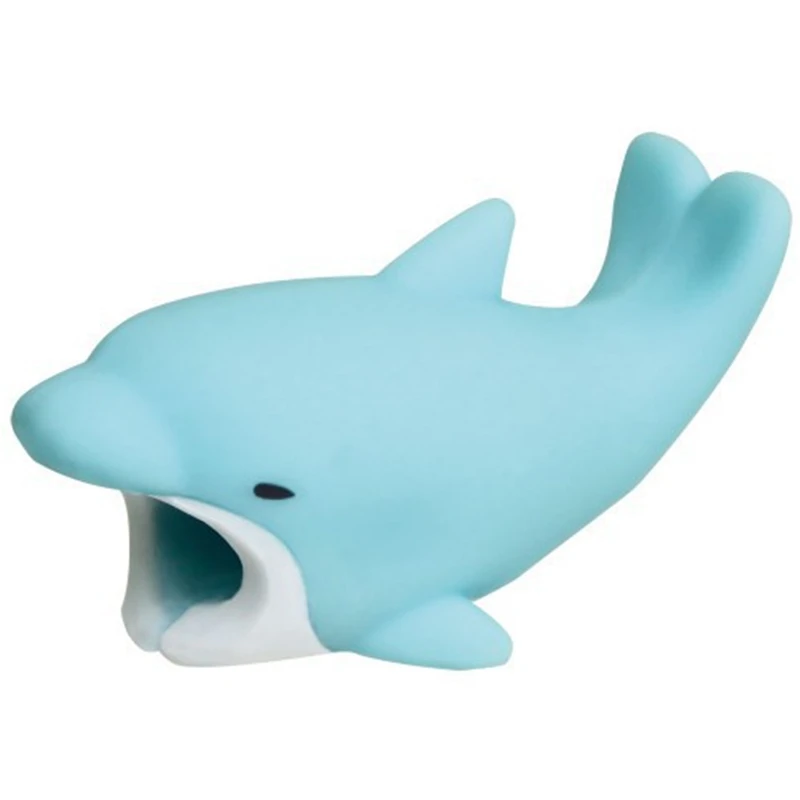 Dolphin 1 шт. kawaii кабель укус животное для iphone протектор в форме намотки собака укус телефон аксессуар шалость игрушка забавный - Цвет: Dolphin