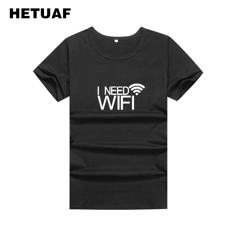 Женские футболки с принтом HETUAF I NEED WIFI футболка в стиле Харадзюку хип хоп панк рок