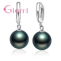 elegant hoop loop earrings 925 sterling silver smooth ball round freshwater pearl charms lever back huggie jewelry