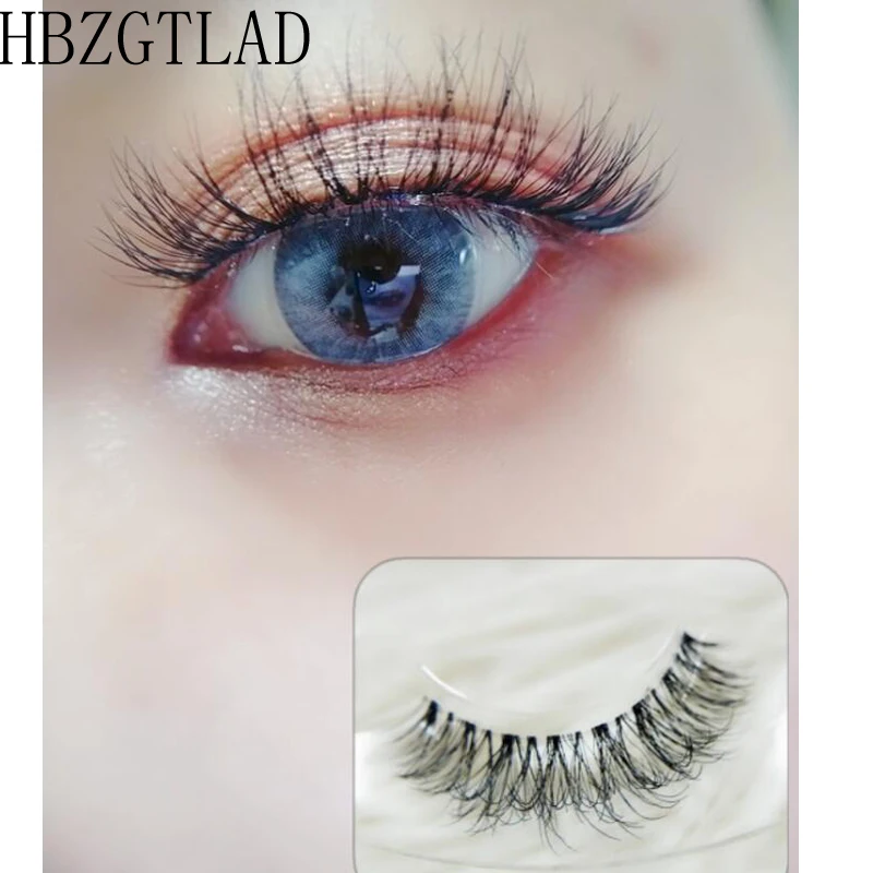 Transparent stem Mink Hair Eyelashes reusable Natural 3D Mink Messy Popular short False Eyelash Full Strip Eyelashes Extension