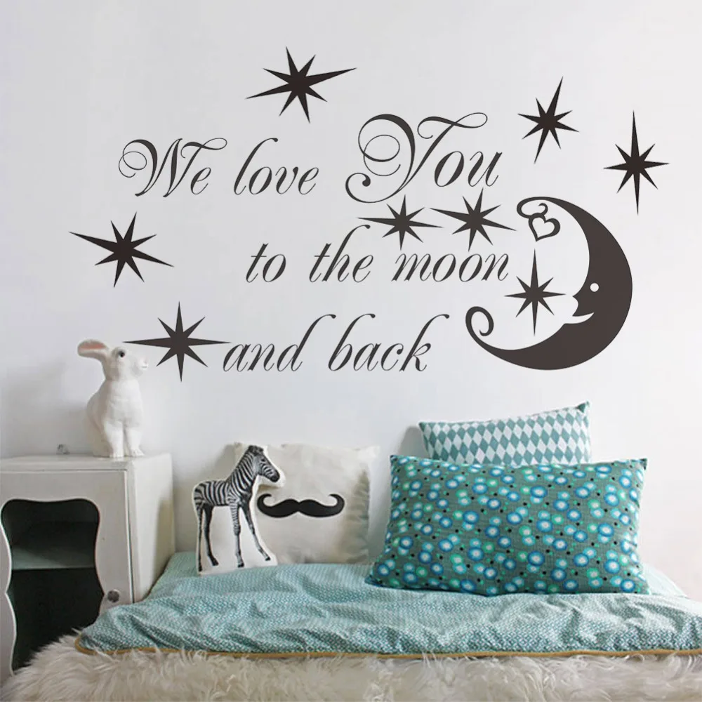 Виниловые наклейки с надписью We Love You To The Moon And Back Star для мальчиков и девочек|stickers