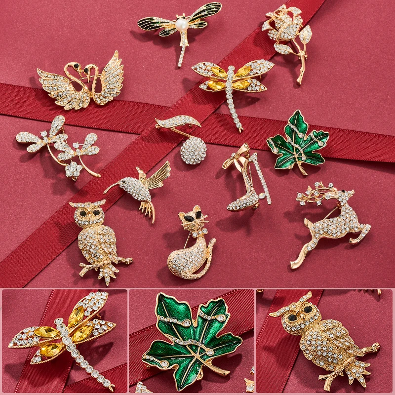 Модные броши с лебедями в виде оленя кота птицы бабочки для мужчин Мультяшные