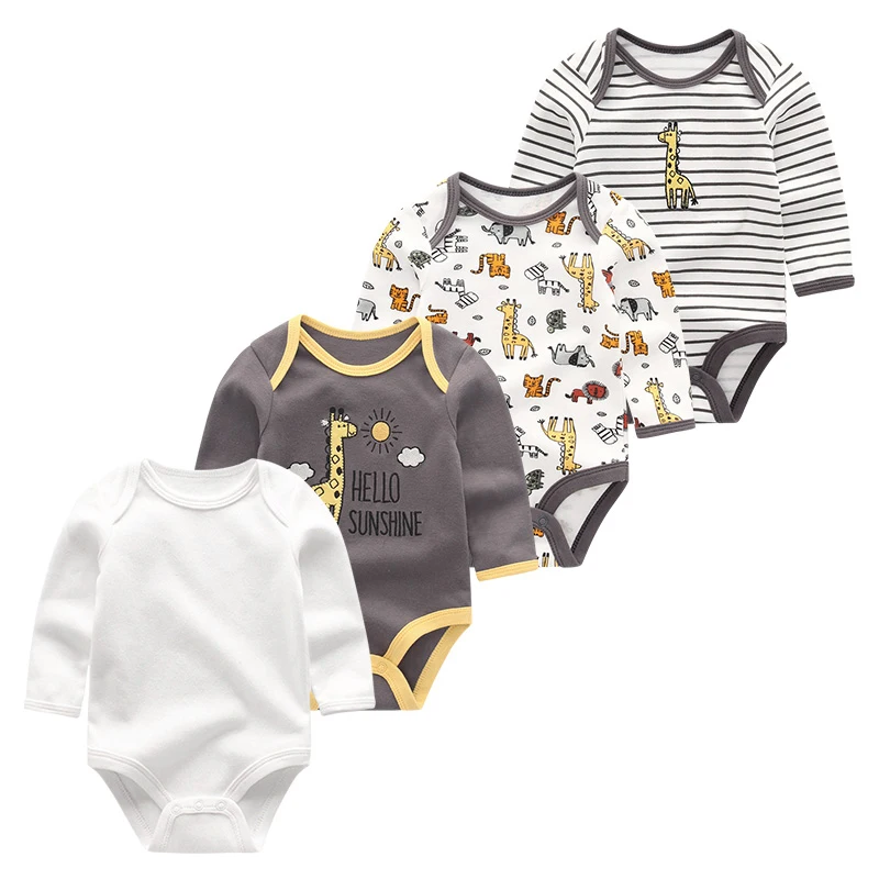 Summer New style baby rompers Long sleeve Newborn Infant Baby Boy Girl clothes Cute Cartoon Printed Jumpsuit Climbing Clothing | Детская