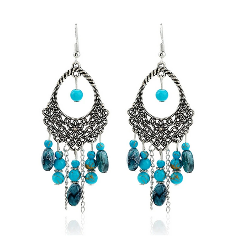 Женские серьги с бусинами ZOSHI Винтажные подвески из тибетского серебра 2017|statement