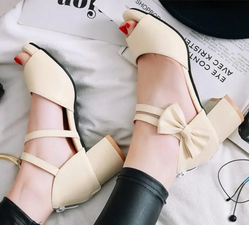 Офисные женские летние сандалии Chaussure Zapatos Mujer Лодочки на высоком массивном