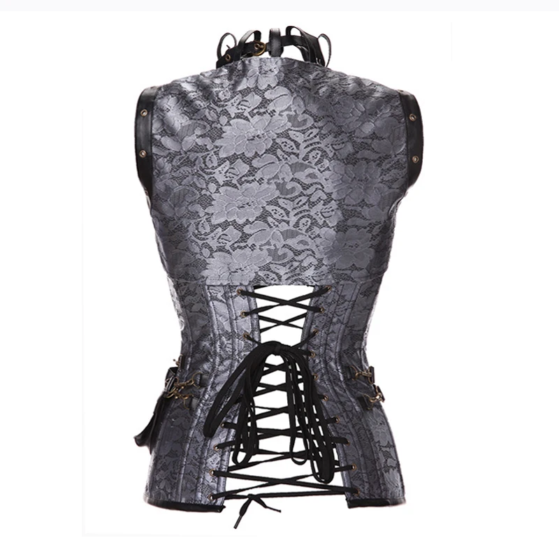 Женский корсет в стиле стимпанк из парчи винтажный Ретро со стальными косточками