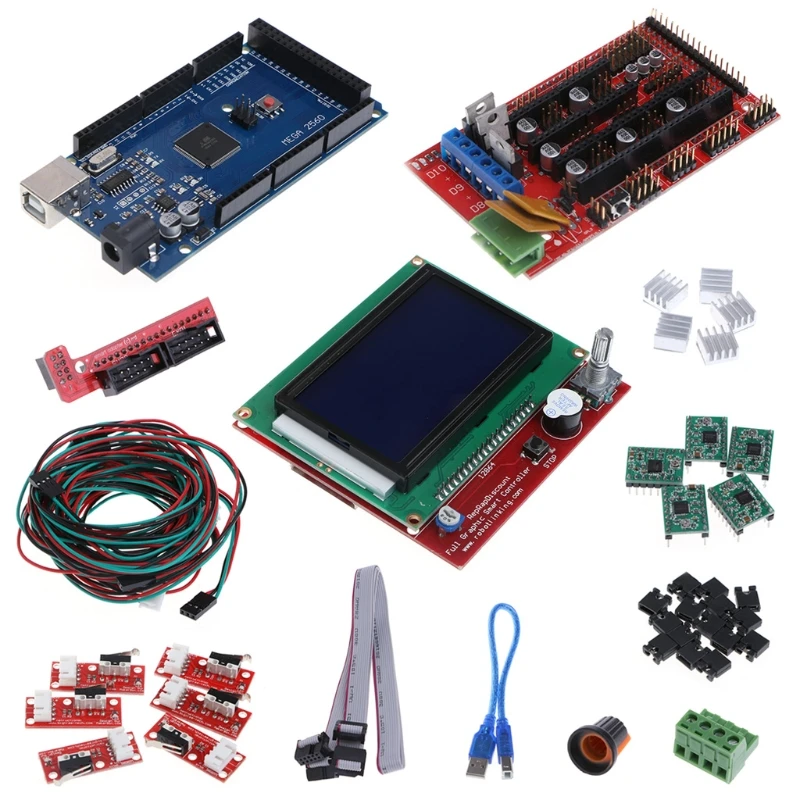 CNC 3d Принтер Комплект Mega 2560 R3+ RAMPS 1,4 контроллер+ lcd 12864+ 5 A4988 шаговый драйвер