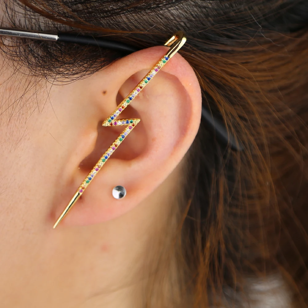 Мода 2020 летняя легкая манжеты Серьги для женщин Белый/Цвет Фул CZ 70 мм z образный