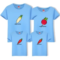 family matching outfit summer short sleeve t shirt top clothes cotton mother father son daughter dress vegetable radish ld10496